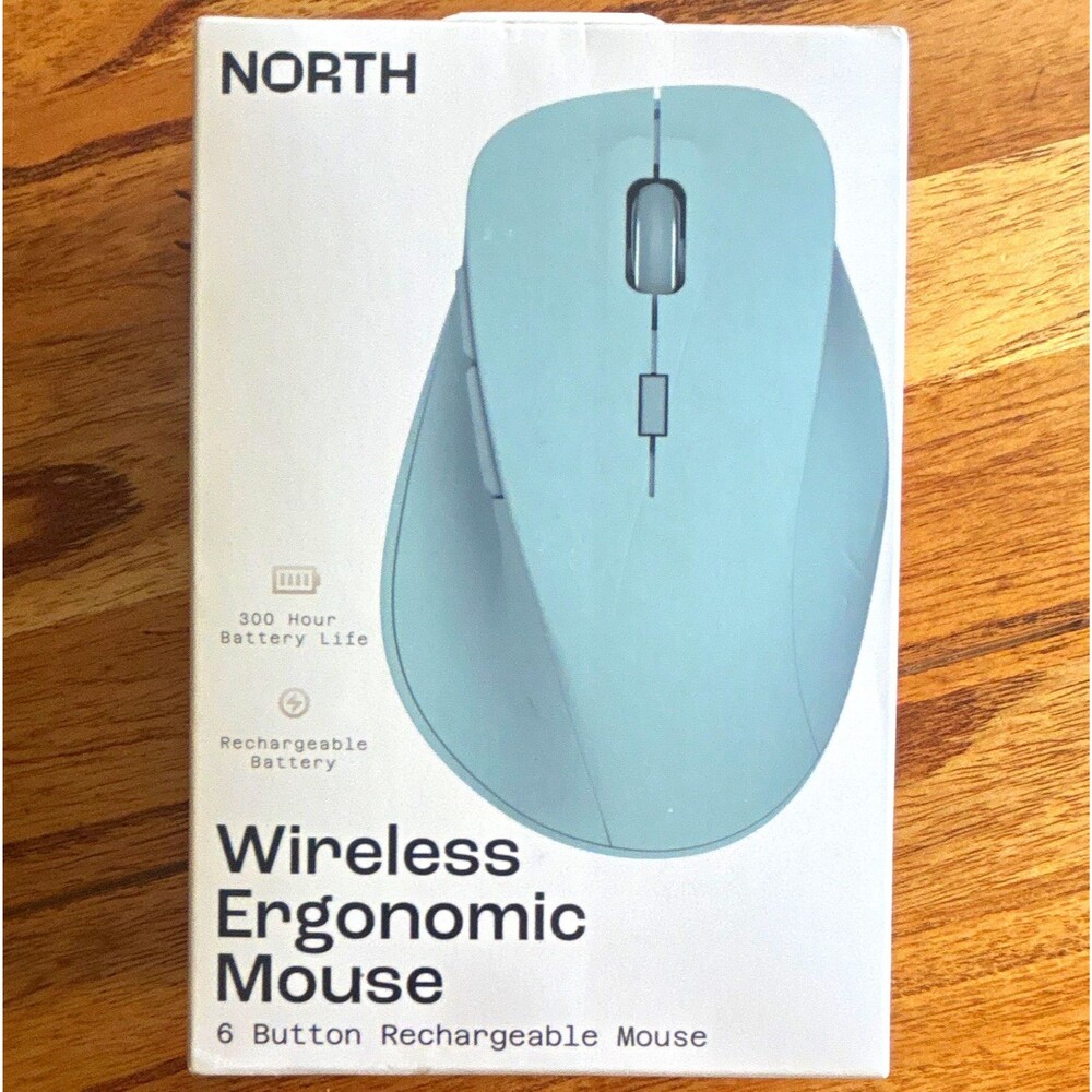 North Wireless Ergonomic 6 Button Mouse Rechargeable, Radio Frequency